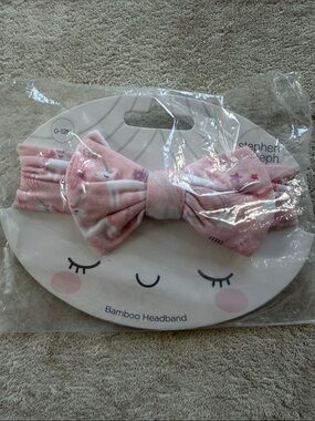 Pink Bamboo Bow Headband with Unicorn Print - Stephen Joseph